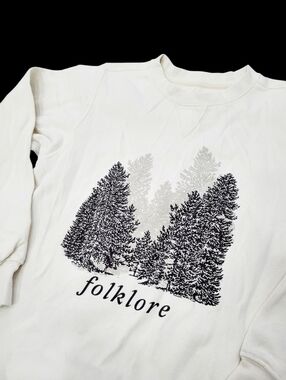 Lock The Label Folklore White Sweatshirt Top Size: XS